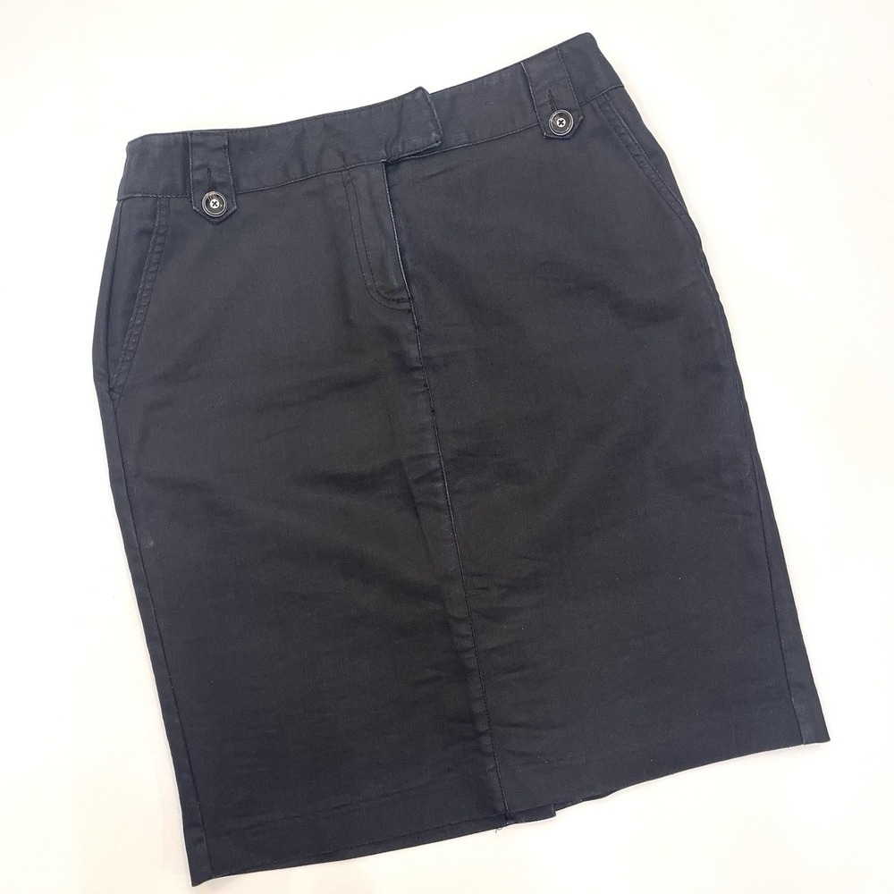 Apostrophe Women's Black Polished Cotton Pencil Skirt Size 2